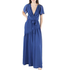 Lauren Ralph Lauren Tiered V-Neck Maxi Dress Blue Size 4